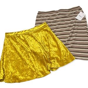 Two Forever 21 Skirts Yellow , Striped and Strechy